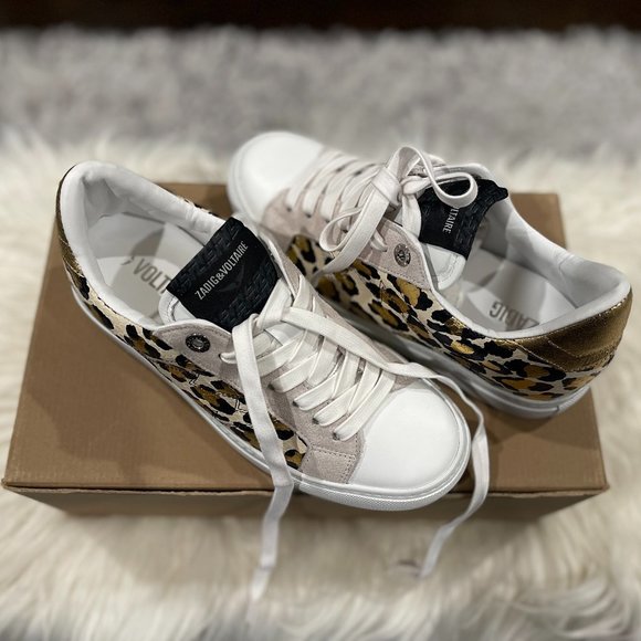 BRAND NEW Zadig & Voltaire Gold Cheetah Sneakers - Picture 3 of 5